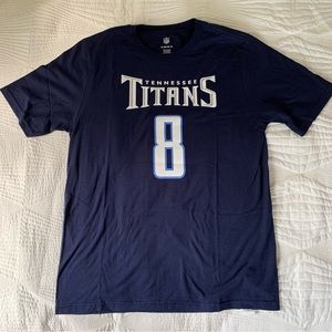 NFL Tennessee Titans #8 Marcus Mariota 100% Cotton Dark Navy Blue Shirt Top
